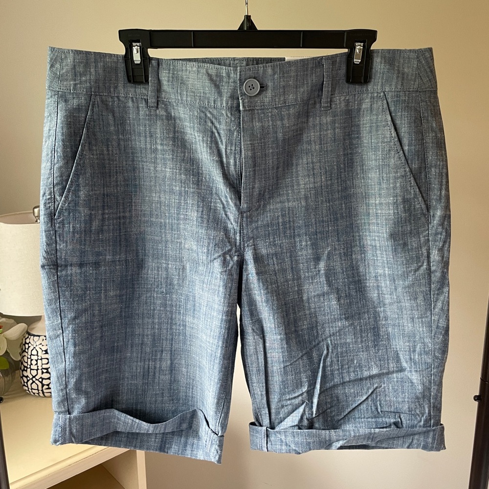 LOFT Blue Bermuda Shorts Versatile Cotton Blend